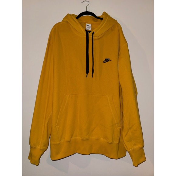 Nike Sportswear Club Fleece Hoodie Yellow Mens 2XL Tall DA0023-713 Pullover - Picture 6 of 7